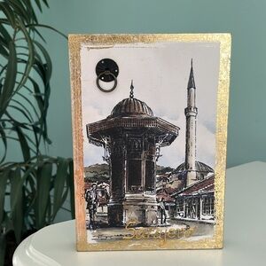 Wall Decor Saravejo Bosnia with Hook to Hang Vacation Souvenir